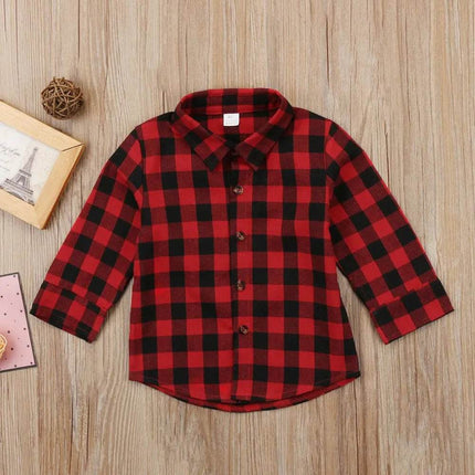 Boy Red Plaid Casual Toddler Infant Long Shirt - Shirt - kids Tales - Mad Fly Essentials