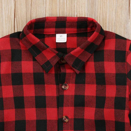 Boy Red Plaid Casual Toddler Infant Long Shirt - Shirt - kids Tales - Mad Fly Essentials