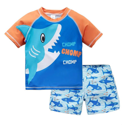Boys 2pc Summer Shark Cartoon Swimwear Set - Swimwear Set - Swimmers Liket - Mad Fly Essentials
