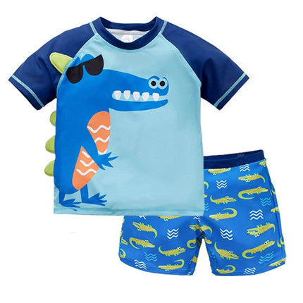 Boys 2pc Summer Shark Cartoon Swimwear Set - Swimwear Set - Swimmers Liket - Mad Fly Essentials