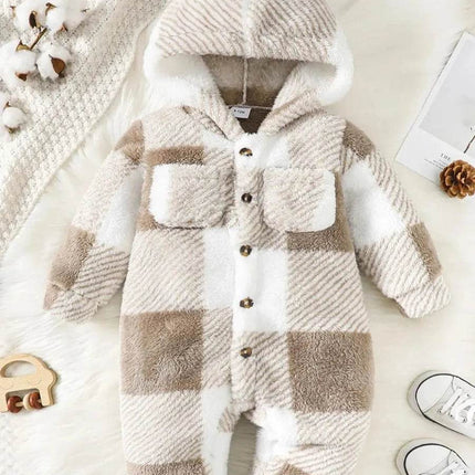Boys 3 - 24M Plush Plaid Winter Jumpsuit Baby Romper - Baby Romper - Mioglrie - Mad Fly Essentials