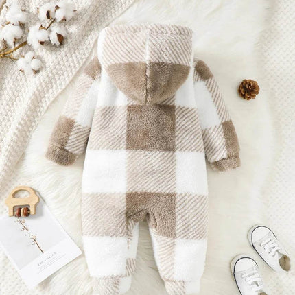 Boys 3 - 24M Plush Plaid Winter Jumpsuit Baby Romper - Baby Romper - Mioglrie - Mad Fly Essentials