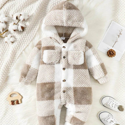 Baby Boys 3-24M Plush Plaid Winter Jumpsuit Baby Romper - Mad Fly Essentials