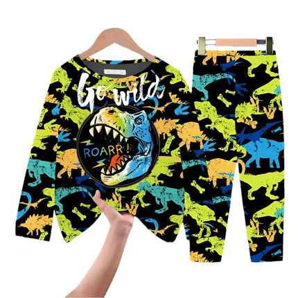 Boys Dinosaur Long Silk Pajama Set - Mad Fly Essentials