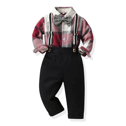 Boys Long Plaid Top Suspenders Gentleman Outfit - Gentleman Outfit - Top and top - Mad Fly Essentials