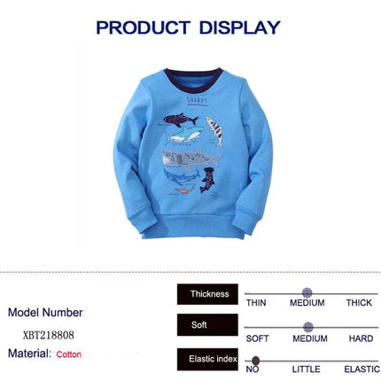Boys Long Shark Embroidery Sweat Shirt - Shirt - Chivry - Mad Fly Essentials
