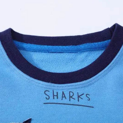 Boys Long Shark Embroidery Sweat Shirt - Shirt - Chivry - Mad Fly Essentials