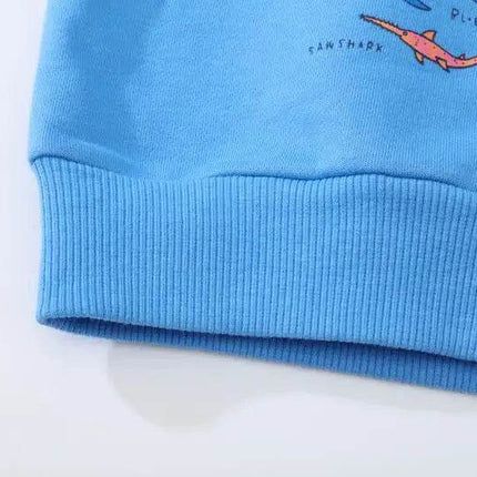 Boys Long Shark Embroidery Sweat Shirt - Shirt - Chivry - Mad Fly Essentials