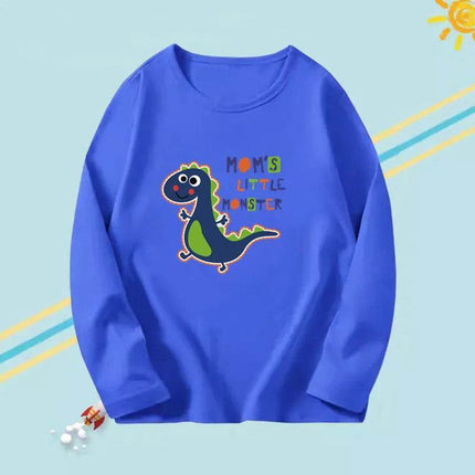 Boys 'Moms Little Monster' Long Cartoon Dinosaur Shirt - Shirt - Lolocee - Mad Fly Essentials