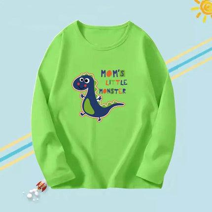 Boys 'Moms Little Monster' Long Cartoon Dinosaur Shirt - Shirt - Lolocee - Mad Fly Essentials