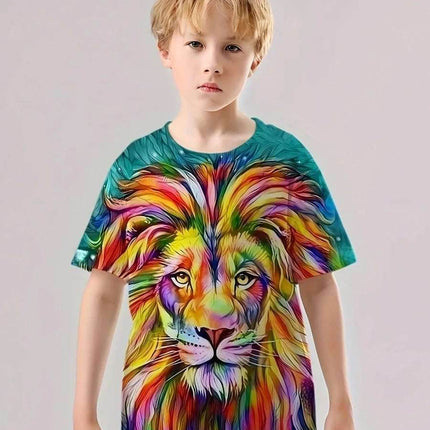 Boys New Summer Wolf Lion 3D Graphic Shirt - Shirt - Animal Elements - Mad Fly Essentials