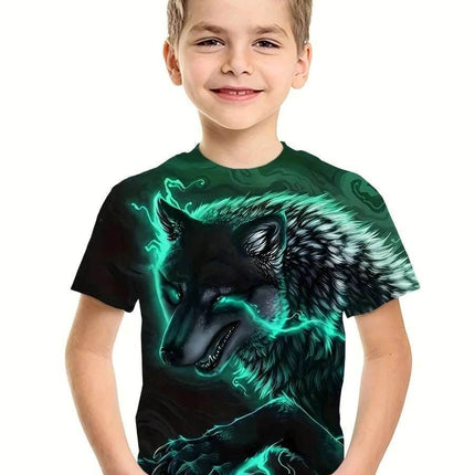 Boys New Summer Wolf Lion 3D Graphic Shirt - Shirt - Animal Elements - Mad Fly Essentials