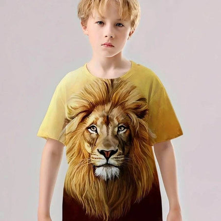 Boys New Summer Wolf Lion 3D Graphic Shirt - Shirt - Animal Elements - Mad Fly Essentials