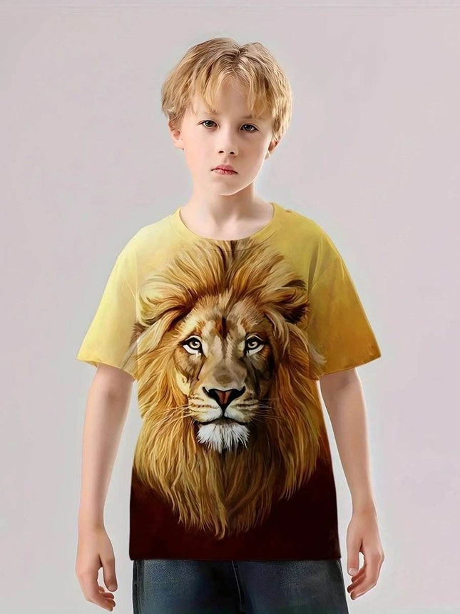 Boys New Summer Wolf Lion 3D Graphic Shirt - Shirt - Animal Elements - Mad Fly Essentials
