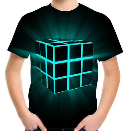 Boys Rubiks Cube 3D Summer Shirt - Mad Fly Essentials
