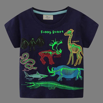 Boys Summer Fashion Luminous Dinosaur Shirt - Shirt - 27kids - Mad Fly Essentials