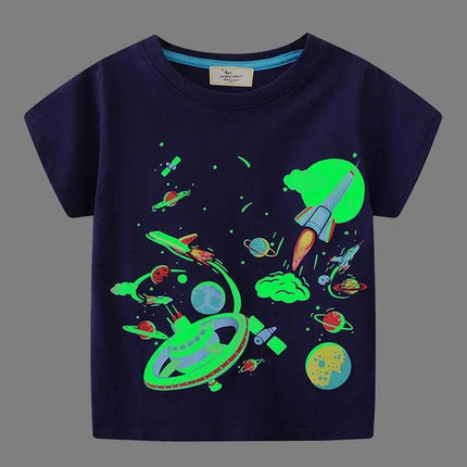 Boys Summer Fashion Luminous Dinosaur Shirt - Shirt - 27kids - Mad Fly Essentials