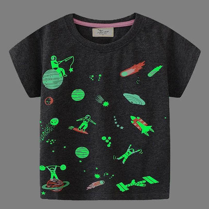 Boys Summer Fashion Luminous Dinosaur Shirt - Shirt - 27kids - Mad Fly Essentials