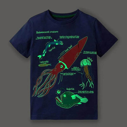 Boys Summer Fashion Luminous Dinosaur Shirt - Shirt - 27kids - Mad Fly Essentials