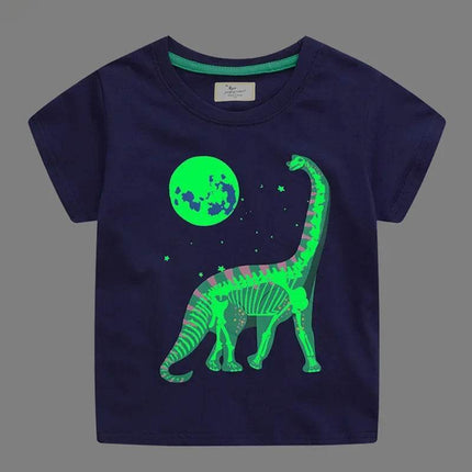 Boys Summer Fashion Luminous Dinosaur Shirt - Shirt - 27kids - Mad Fly Essentials