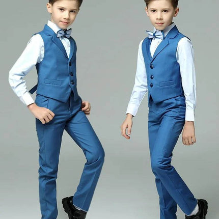 Boys Wedding Vest Shirt Pants 4PCS Bowtie Gentleman Outfit - Gentleman Outfit - Top and top - Mad Fly Essentials