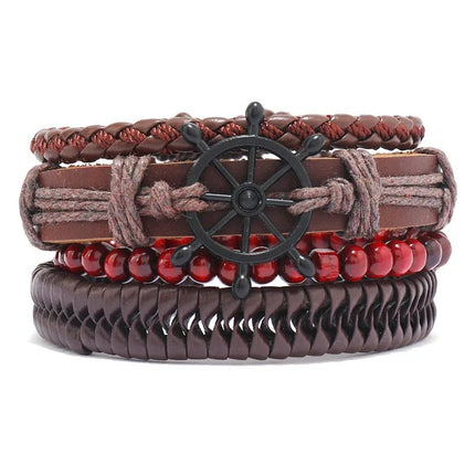 Bracelet Men Hand-Woven Leather Multilayer Punk Bracelets - Bracelet - VNOX - Mad Fly Essentials