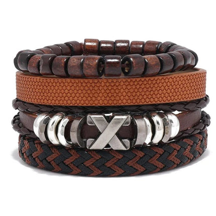 Bracelet Men Hand-Woven Leather Multilayer Punk Bracelets - Bracelet - VNOX - Mad Fly Essentials
