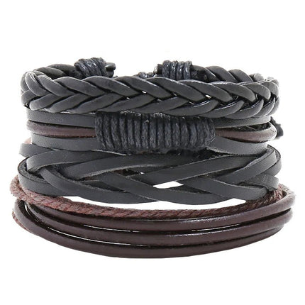 Bracelet Men Hand-Woven Leather Multilayer Punk Bracelets - Bracelet - VNOX - Mad Fly Essentials
