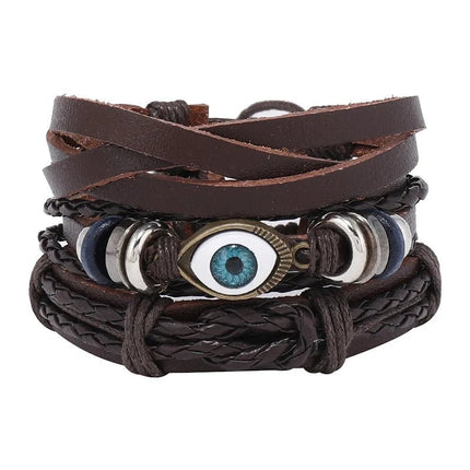 Bracelet Men Hand-Woven Leather Multilayer Punk Bracelets - Bracelet - VNOX - Mad Fly Essentials