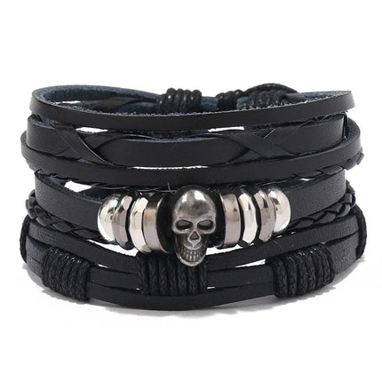 Bracelet Men Hand-Woven Leather Multilayer Punk Bracelets - Bracelet - VNOX - Mad Fly Essentials
