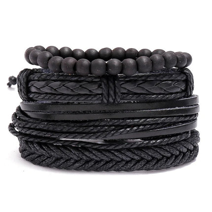 Bracelet Men Hand-Woven Leather Multilayer Punk Bracelets - Bracelet - VNOX - Mad Fly Essentials