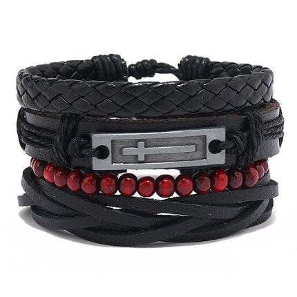 Bracelet Men Hand-Woven Leather Multilayer Punk Bracelets - Bracelet - VNOX - Mad Fly Essentials