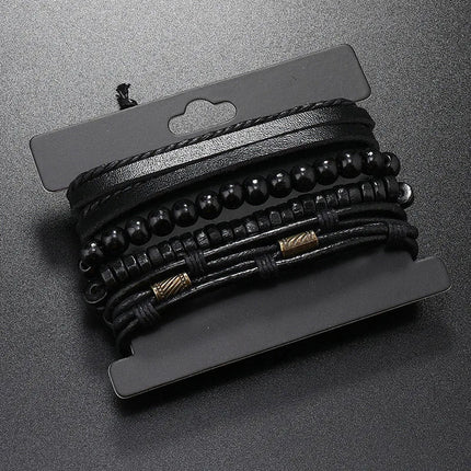 Bracelet Men Hand-Woven Leather Multilayer Punk Bracelets - Bracelet - VNOX - Mad Fly Essentials