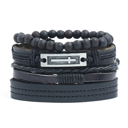 Bracelet Men Hand-Woven Leather Multilayer Punk Bracelets - Bracelet - VNOX - Mad Fly Essentials