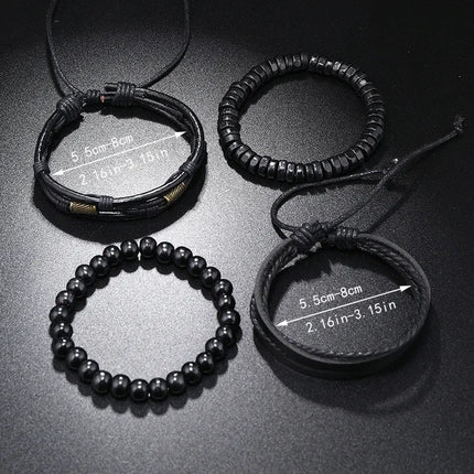 Bracelet Men Hand-Woven Leather Multilayer Punk Bracelets - Bracelet - VNOX - Mad Fly Essentials