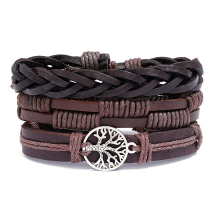 Bracelet Men Hand-Woven Leather Multilayer Punk Bracelets - Bracelet - VNOX - Mad Fly Essentials
