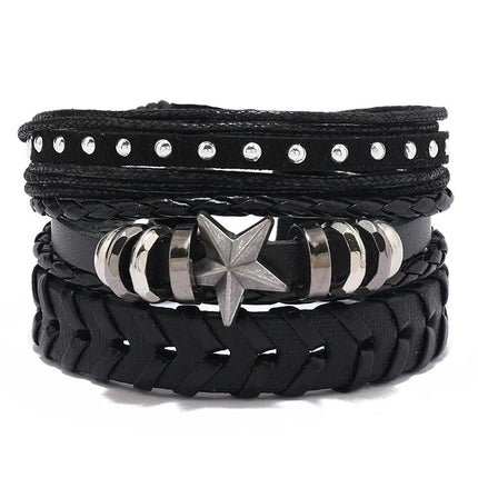 Bracelet Men Hand-Woven Leather Multilayer Punk Bracelets - Bracelet - VNOX - Mad Fly Essentials