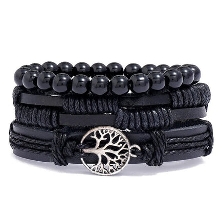 Bracelet Men Hand-Woven Leather Multilayer Punk Bracelets - Bracelet - VNOX - Mad Fly Essentials