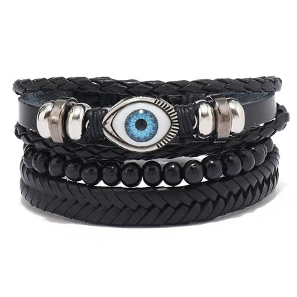Bracelet Men Hand-Woven Leather Multilayer Punk Bracelets - Bracelet - VNOX - Mad Fly Essentials
