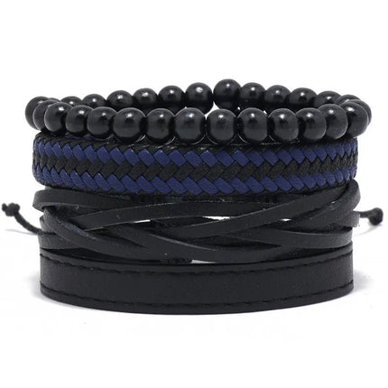 Bracelet Men Hand-Woven Leather Multilayer Punk Bracelets - Bracelet - VNOX - Mad Fly Essentials
