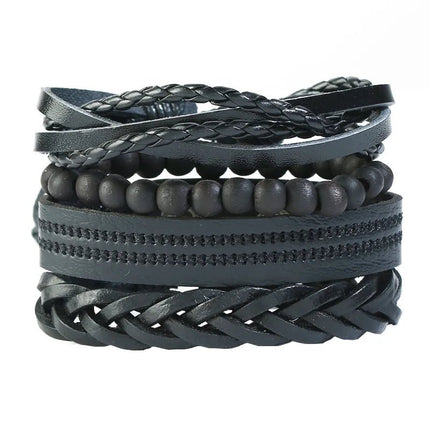 Bracelet Men Hand-Woven Leather Multilayer Punk Bracelets - Bracelet - VNOX - Mad Fly Essentials
