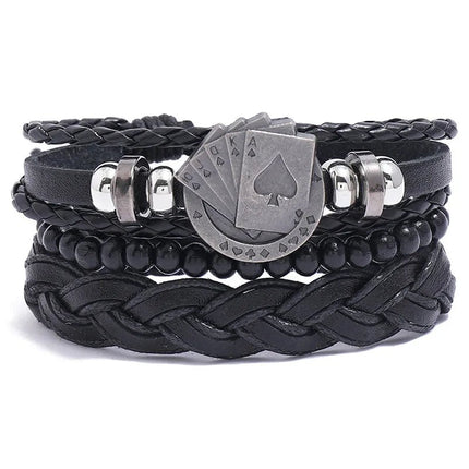 Bracelet Men Hand-Woven Leather Multilayer Punk Bracelets - Bracelet - VNOX - Mad Fly Essentials