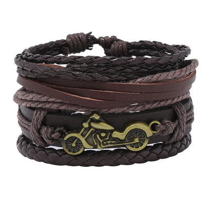 Bracelet Men Hand-Woven Leather Multilayer Punk Bracelets - Bracelet - VNOX - Mad Fly Essentials