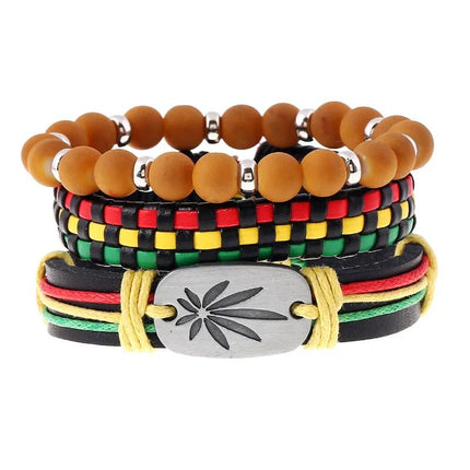 Bracelet Men Hand-Woven Leather Multilayer Punk Bracelets - Bracelet - VNOX - Mad Fly Essentials