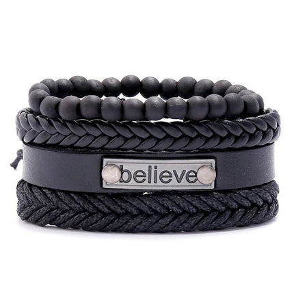 Bracelet Men Hand-Woven Leather Multilayer Punk Bracelets - Bracelet - VNOX - Mad Fly Essentials