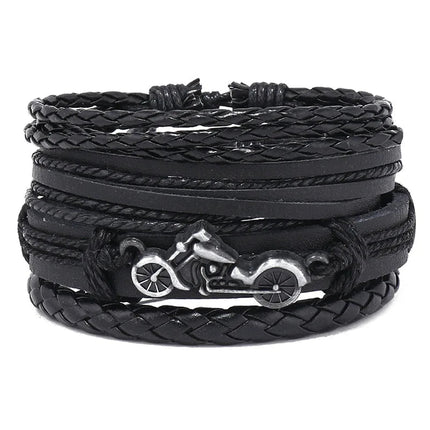 Bracelet Men Hand-Woven Leather Multilayer Punk Bracelets - Bracelet - VNOX - Mad Fly Essentials