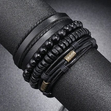 Bracelet Men Hand-Woven Leather Multilayer Punk Bracelets - Bracelet - VNOX - Mad Fly Essentials