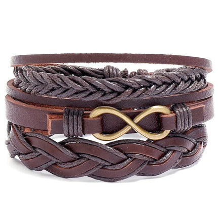 Bracelet Men Hand-Woven Leather Multilayer Punk Bracelets - Bracelet - VNOX - Mad Fly Essentials