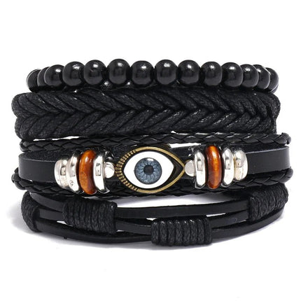 Bracelet Men Hand-Woven Leather Multilayer Punk Bracelets - Bracelet - VNOX - Mad Fly Essentials