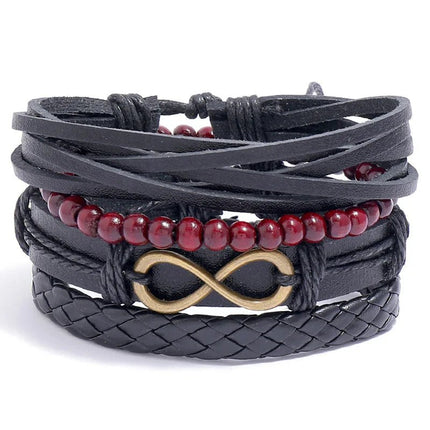 Bracelet Men Hand-Woven Leather Multilayer Punk Bracelets - Bracelet - VNOX - Mad Fly Essentials